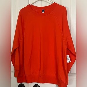 Old Navy Women's Medium Long Sleeve Crewneck Pullover Sweatshirt Orange NWT